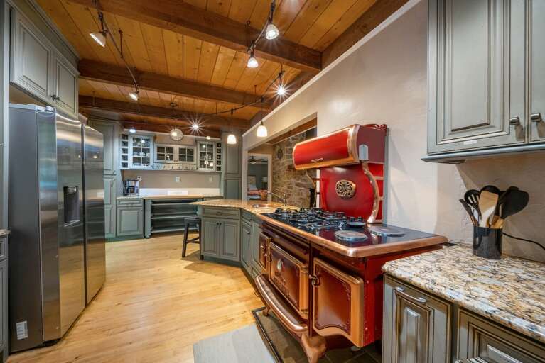 Unique Antique-Style Gas Stove and Oven, Large Stainless Refrigerator