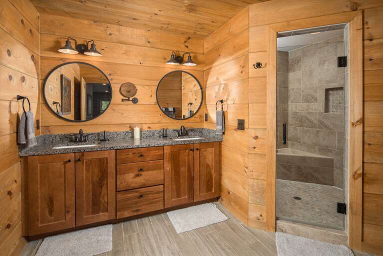 Custom Tile Shower with Dual Shower Heads