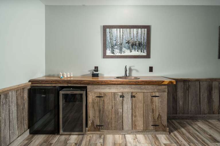 Wet Bar with Mini Fridge and Beverage Chiller