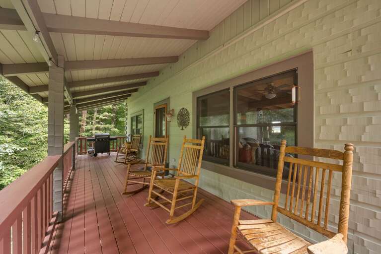 Gas Grill and Rocking Chairs on the Covered Deck