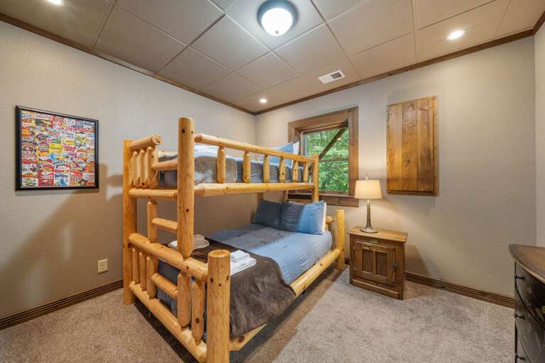 Lower Level Bunk Room with Twin-Over-Double Bunk