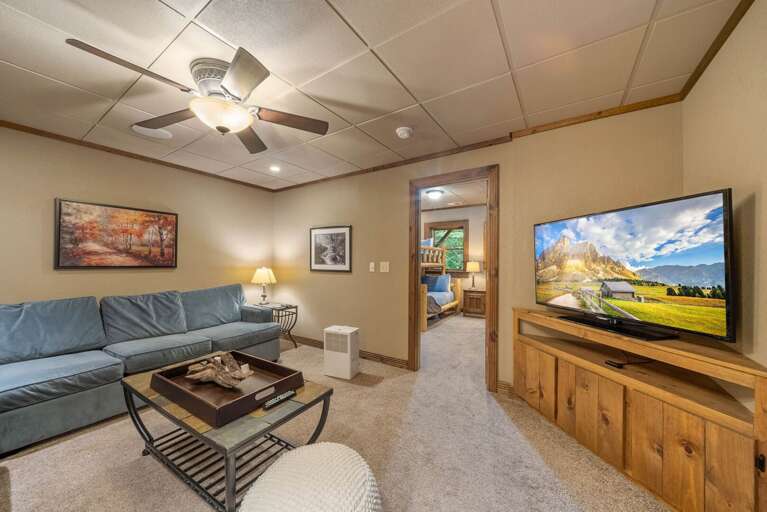Lower Level Family Room with Big Screen TV