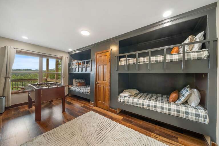 Lower Level Bunk Room with Custom Built Twin Over Twin Bunks