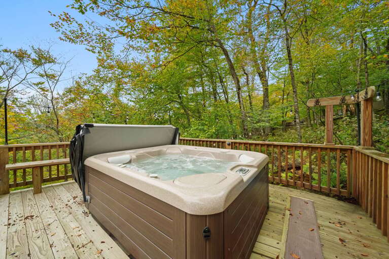 Hot Tub Built into the Deck with Bench Seating Hot Tub Built into the Deck with Bench Seating