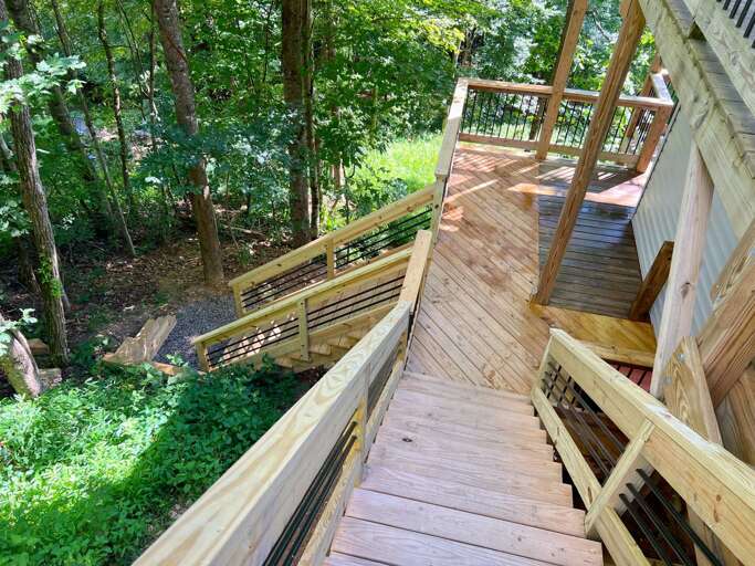 Lower and Upper Deck Connected Via Outdoor Staircase