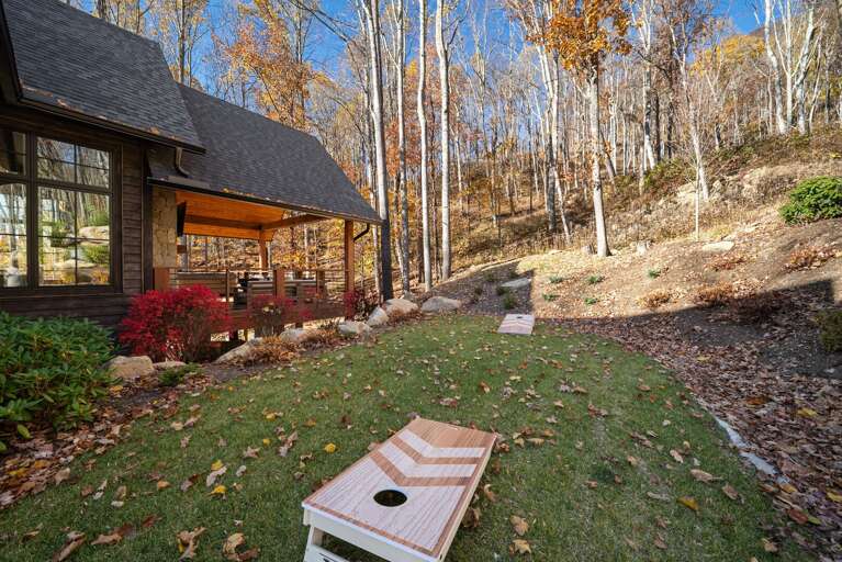 Corn Hole Game in the Yard