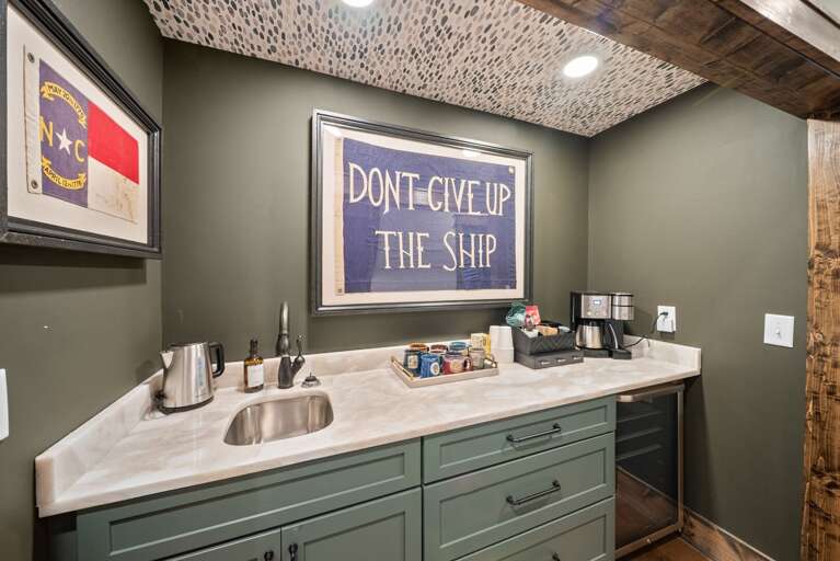 Drink Bar in the Family Room with Coffee/Tea Station and Beverage Chiller