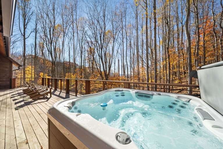Hot Tub on the Large Deck with Wooded Seasonal Views
