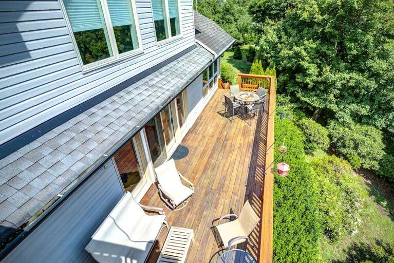 Looking Down on the Main Level Deck from the Balcony