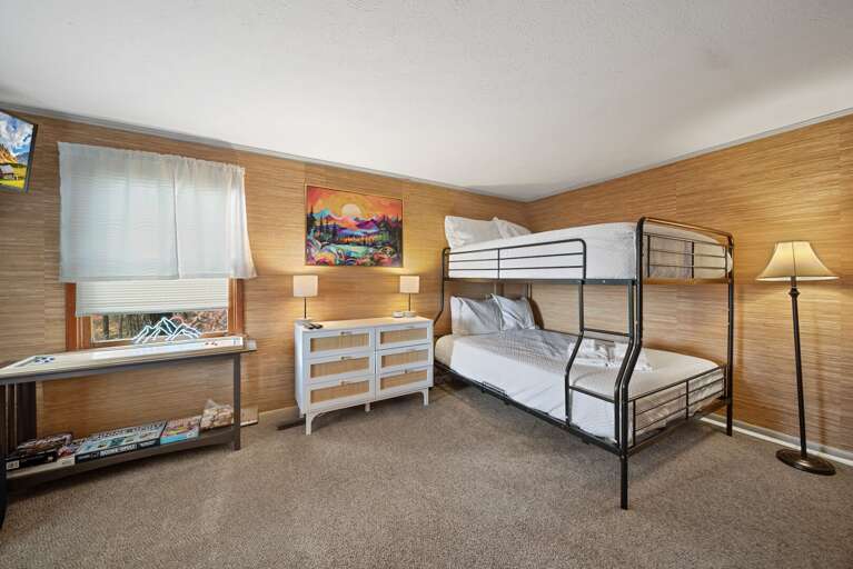 Lower Level Bunk Room has a Double-Over-Queen Bunk