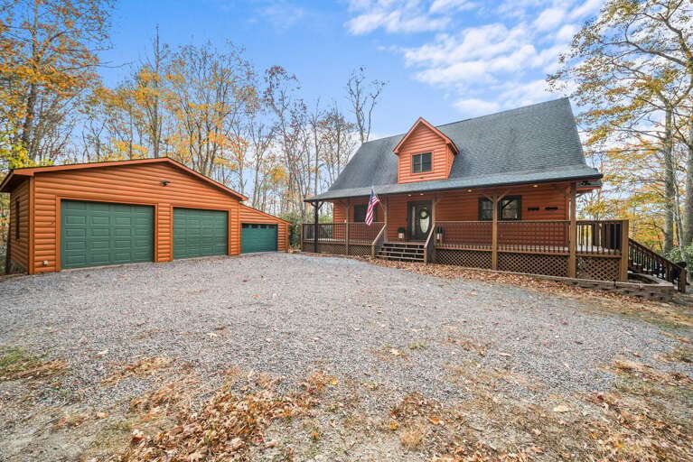 Front Entrance to Sugar View Chalet, Game Room in the Far Right ATV Garage (Main Double Car Garage is not Accessible)