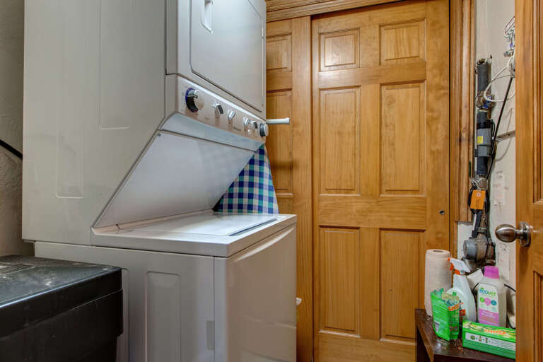 Laundry made simple with your own stacked washer and dryer, plus convenient storage right in the unit.