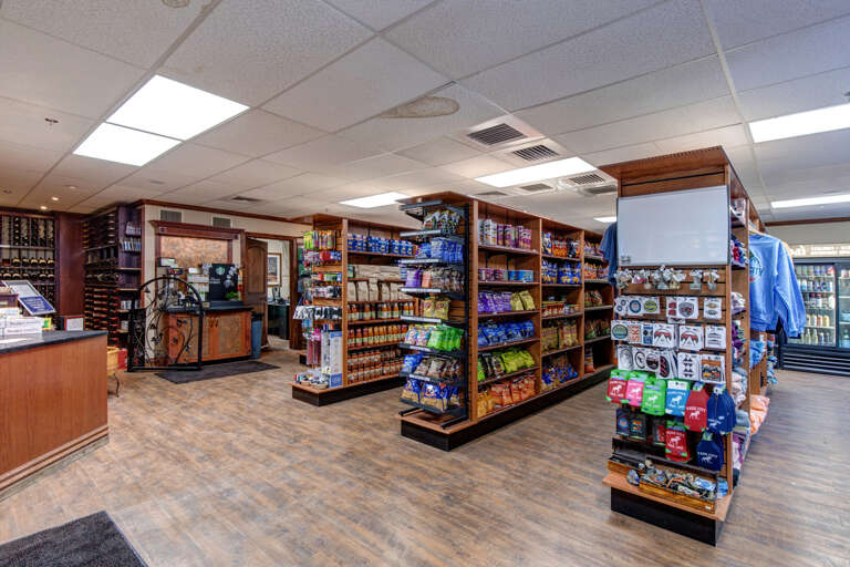 A well-stocked on-site shop with snacks, drinks, and everyday essentials—everything you need just steps away.