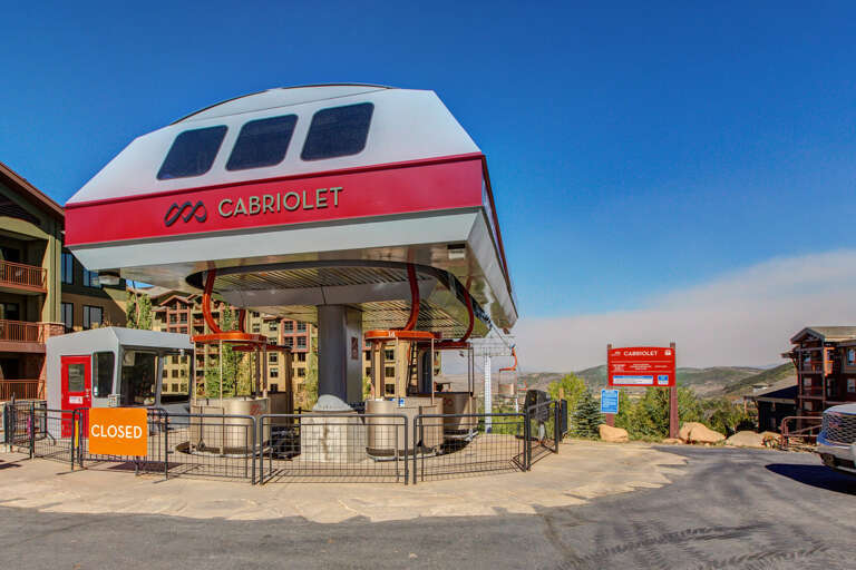 The Cabriolet lift station sits at the base of the resort, surrounded by mountain vistas and easy access to nearby lodges and facilities.