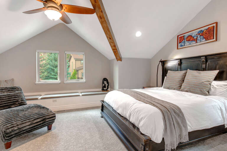 Vacation Rentals in Park City at Bear Hollow Village 5500: Primary bedroom with King-sized bed and ensuite bathroom