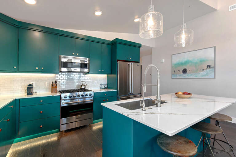 Sleek countertop with modern appliances, perfect for culinary creations. Sleek countertop with modern appliances, perfect for culinary creations.
