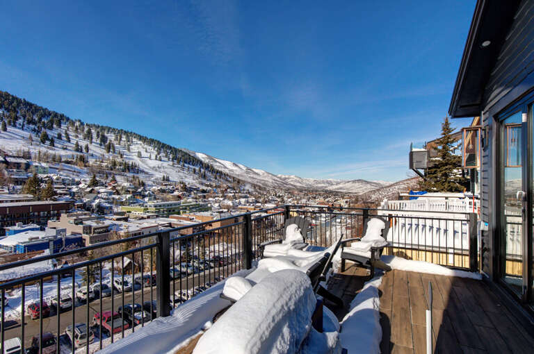 Vacation Rentals in Park City at Upper Main 237:Outdoor patio - serene view of mountains and charming neighborhood