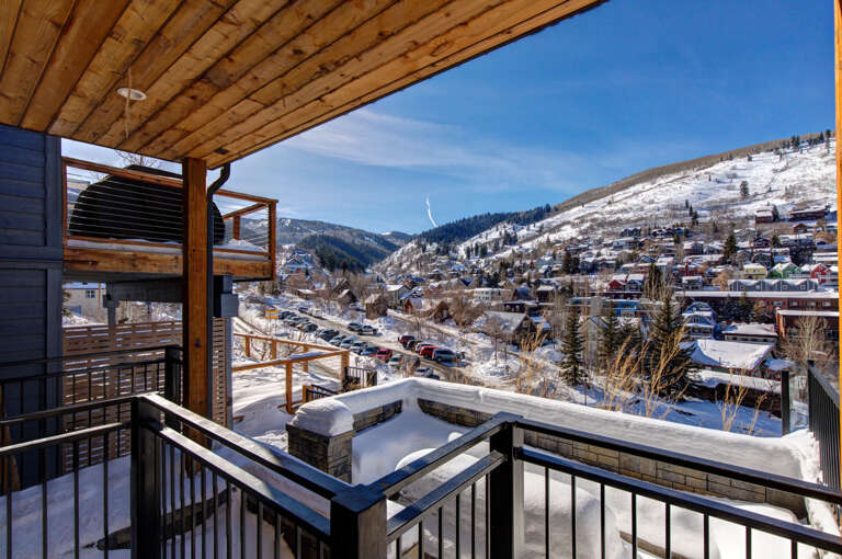 Vacation Rentals in Park City at Upper Main 237: Outdoor patio - serene view of mountains and charming neighborhood