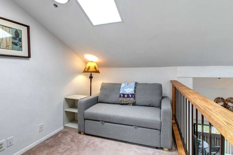 Powderwood Pines 13F: Loft bedroom/office with full size sleeper sofa, desk and TV