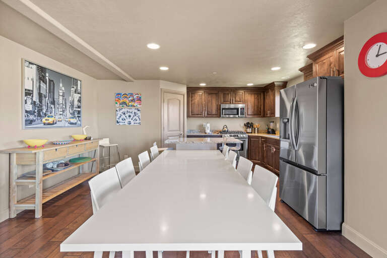 Hailstone Heights 1446: The dining area, perfect for large gatherings with its eight-person table. Hailstone Heights 1446: The dining area, perfect for large gatherings with its eight-person table.