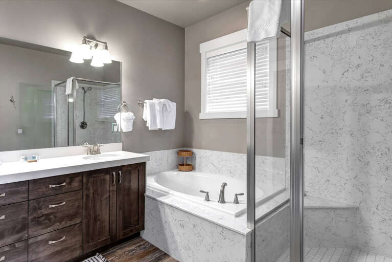 Parks Edge 13631: Primary bathroom with soaking tub