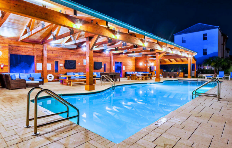 Pool Pavilion - 90ft HEATED pool, TVs, bathrooms, and a fishing pond!