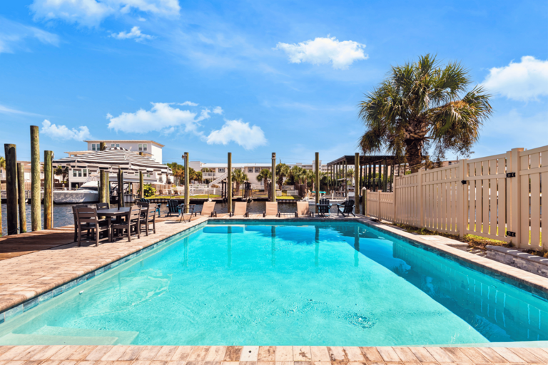 Private Pool Overlooking canal