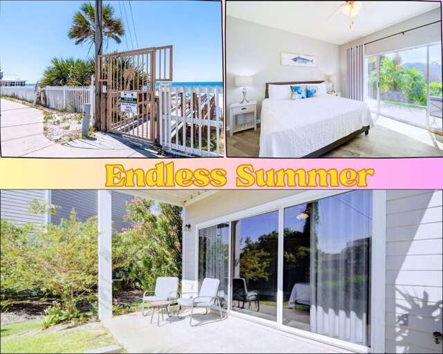 ENDLESS SUMMER - Private Beach Access, Pool, Private Patio & Balcony Only steps to Beach, Beach Essential included