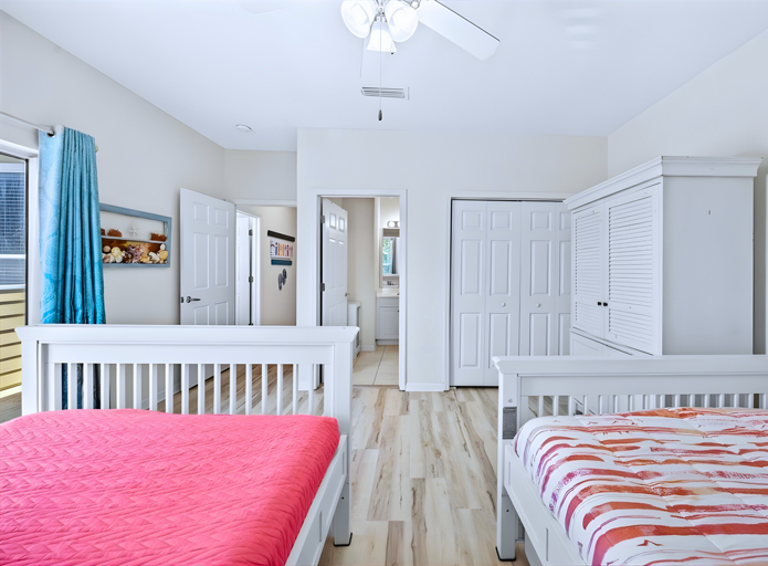 🛏️ Guest bedroom with two full beds + trundle great for kids or groups