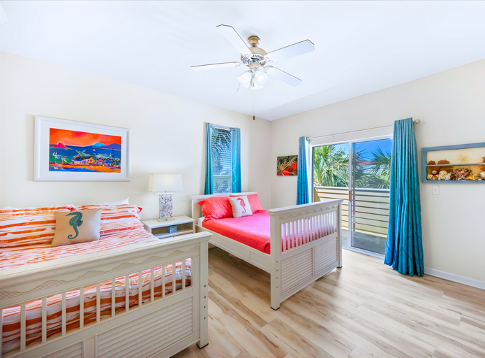 🛏️ Guest bedroom with two full beds + trundle great for kids or groups