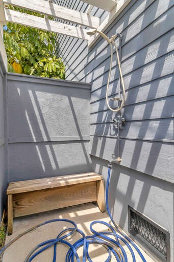 After a day at the beach, an outdoor shower is great for keeping the sand outdoors.