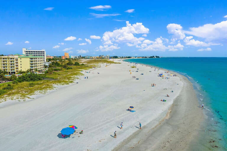 Aerial shot of the beach south