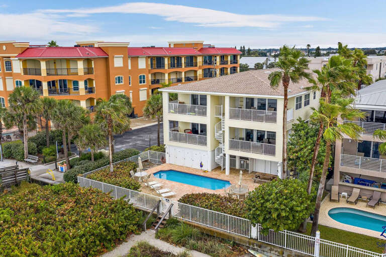 Aerial of Sea Side with Pool from Beach