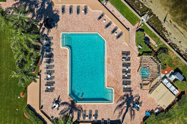 Aerial of Pool and Lounge Chairs Aerial of Pool and Lounge Chairs
