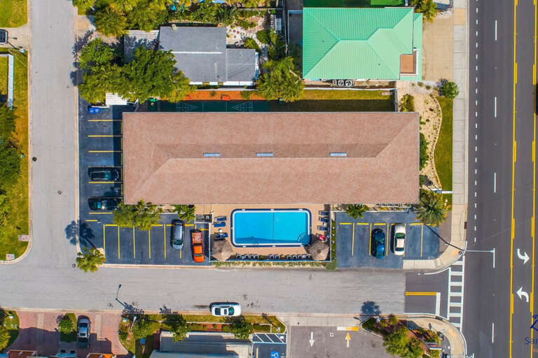 Aerial of Tropic Breezes and Pool Aerial of Tropic Breezes and Pool