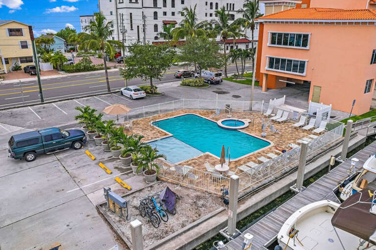 Aerial of Madeira Bay Resort Pool Area