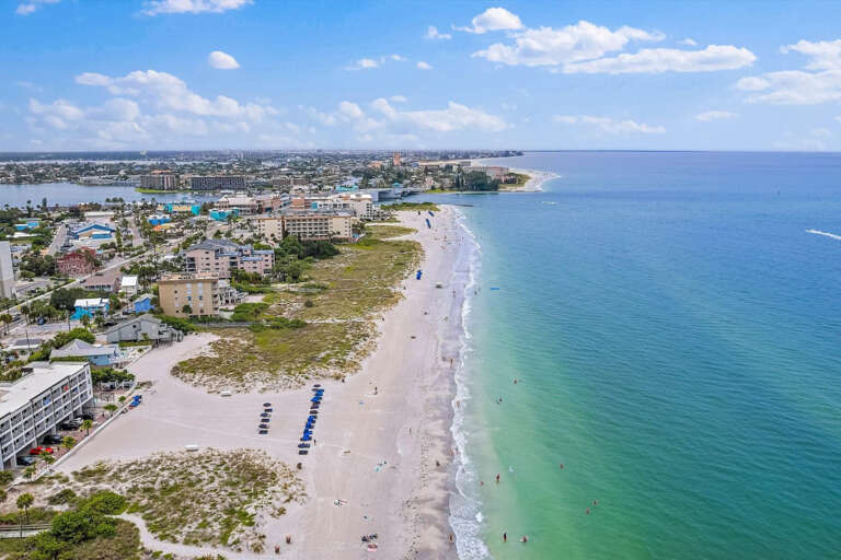 Aerial of Madeira Beach and Gulf of Mexico