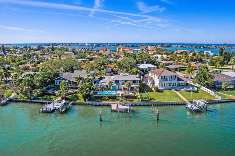 Aerial of Peaceful Haven from the Water