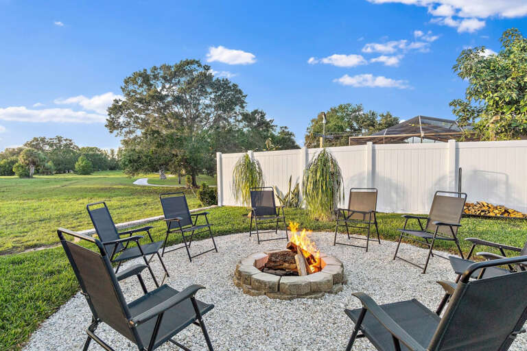 Enjoy the oversized firepit area making smores and memories. Enjoy the oversized firepit area making smores and memories.