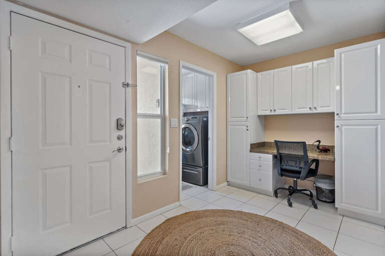 Desk and Laundry Area