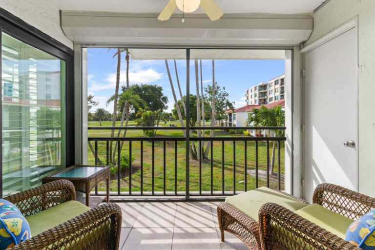 Balcony overlooking golf course