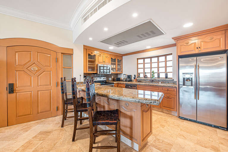 Kitchen with granite countertops and stainless appliances