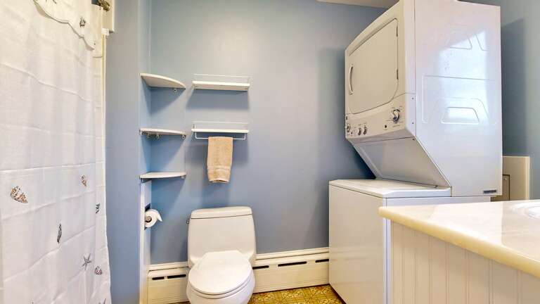Shower/bath combo| Stacked washer& Dryer Shower/bath combo| Stacked washer& Dryer