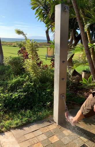 Showers, with foot rinse, are available to remove sand after a fun day at the beach.