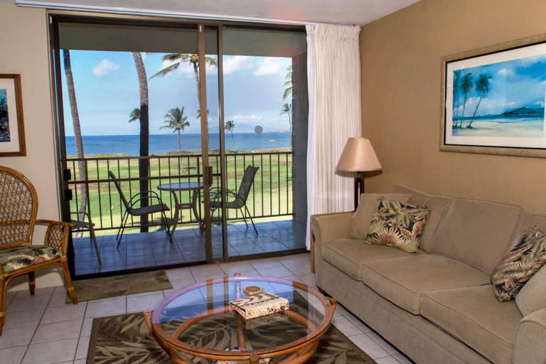 Oceanfront view from this living room