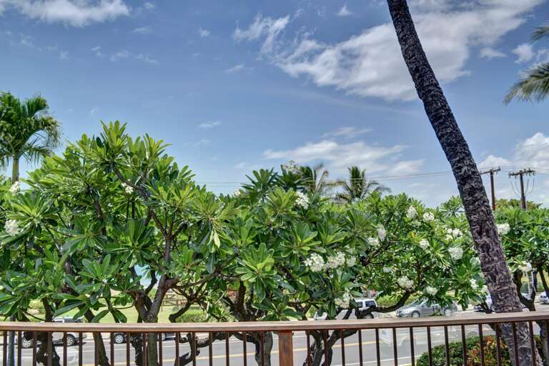 Partial ocean view from private master bedroom lanai Partial ocean view from private master bedroom lanai
