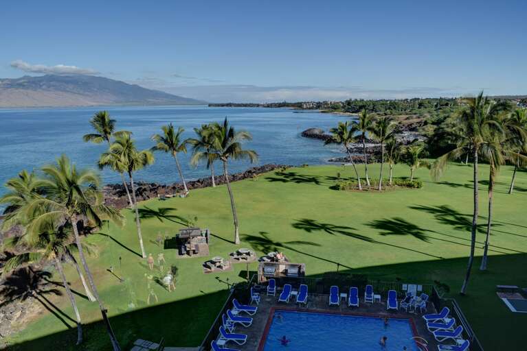 View of the pool and South Maui shoreline