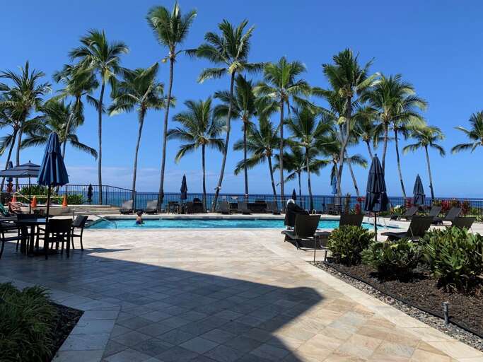 View of the pool at ground level View of the pool at ground level
