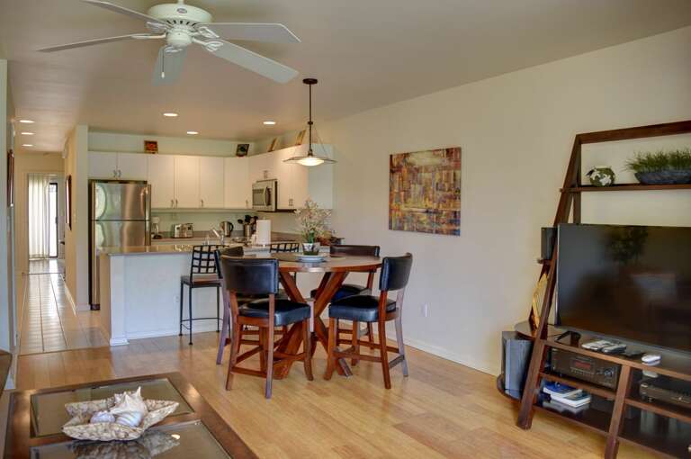 Living area open to the dining room