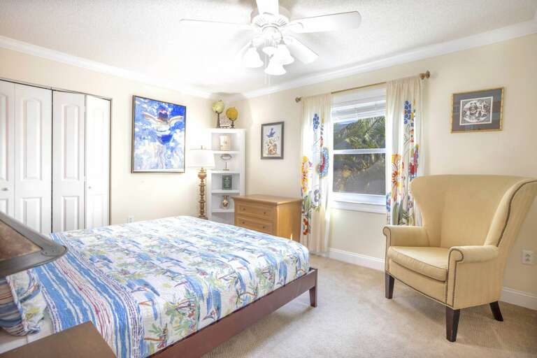 King bedroom with interior balcony, Siesta Key Village 3BR